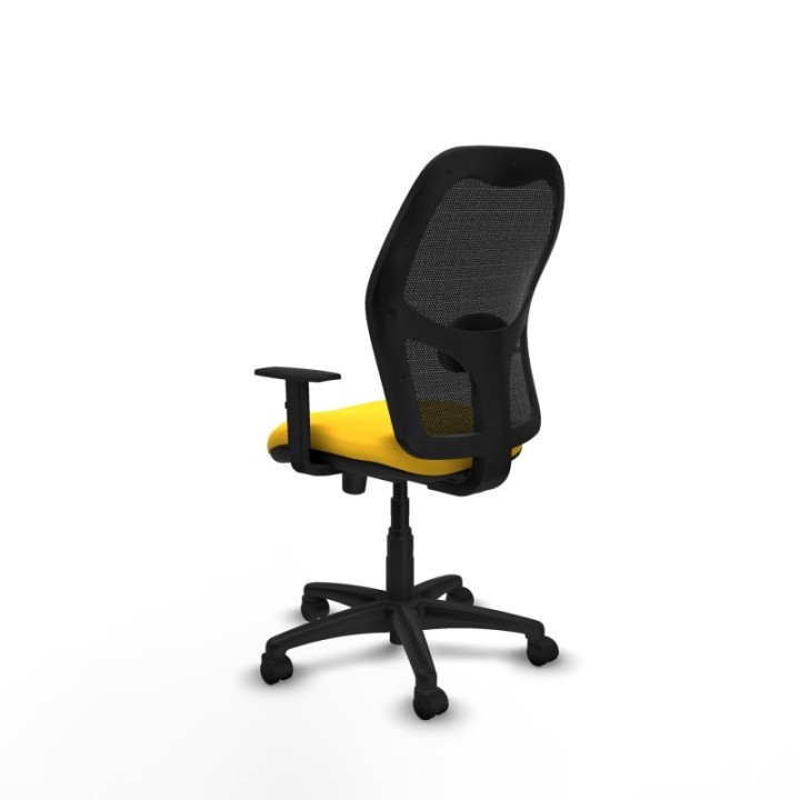 Alocén sincro malla negra similpiel amarillo brazos 1D base poliamida  ruedas nailon 50mm