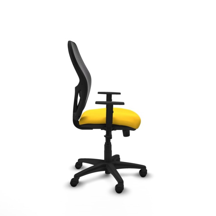 Alocén sincro malla negra similpiel amarillo brazos 1D base poliamida  ruedas nailon 50mm