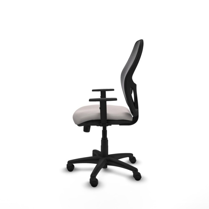 Alocén sincro malla negra similpiel blanco brazos 1D base poliamida  ruedas nailon 50mm