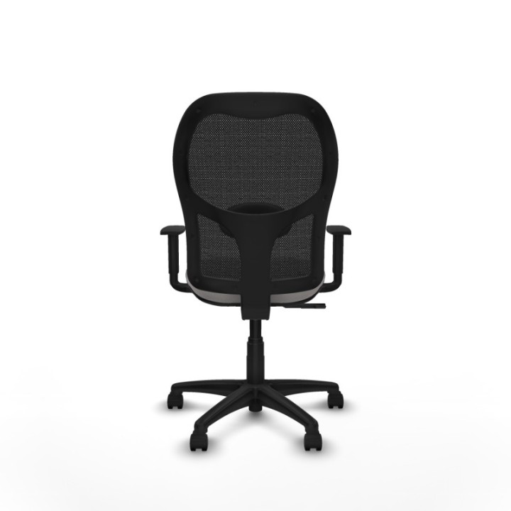 Alocén sincro malla negra similpiel blanco brazos 1D base poliamida  ruedas nailon 50mm