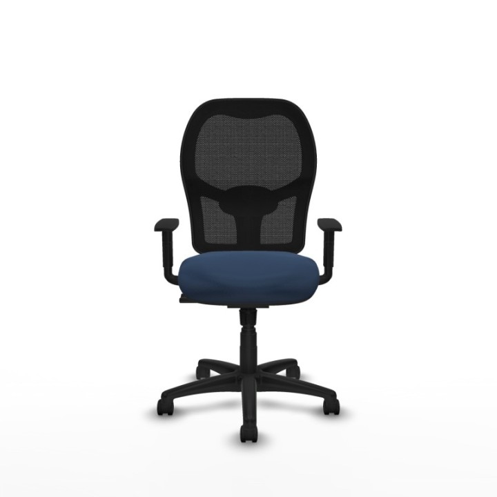 Alocén sincro malla negra similpiel azul marino brazos 1D base poliamida  ruedas nailon 50mm