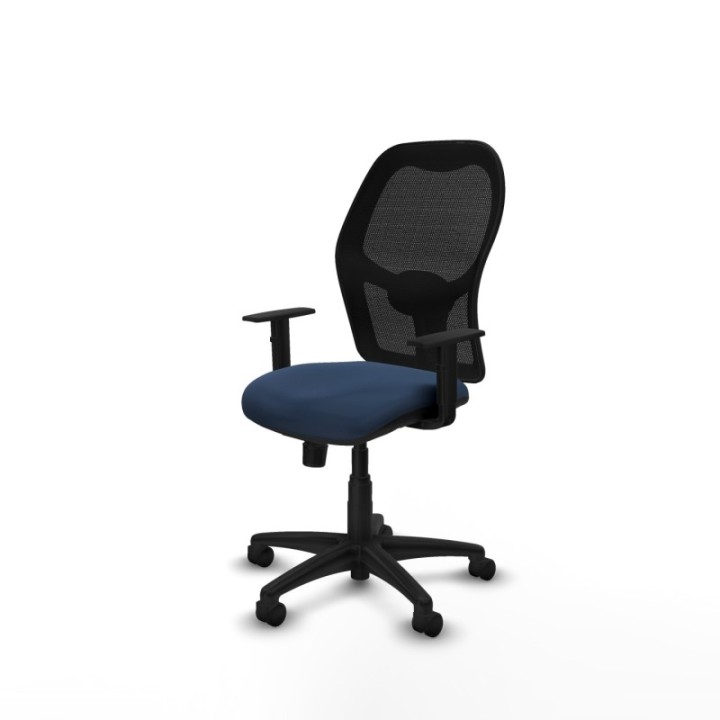 Alocén sincro malla negra similpiel azul marino brazos 1D base poliamida  ruedas nailon 50mm