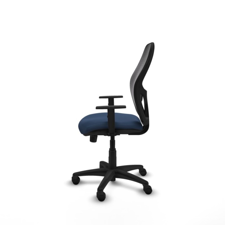 Alocén sincro malla negra similpiel azul marino brazos 1D base poliamida  ruedas nailon 50mm