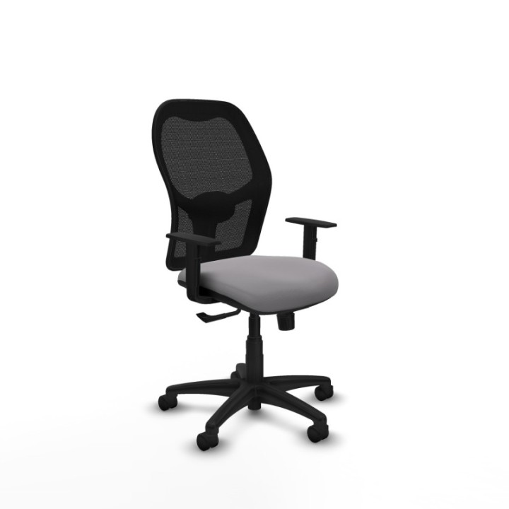 Alocén sincro malla negra similpiel gris brazos 1D base poliamida  ruedas nailon 50mm