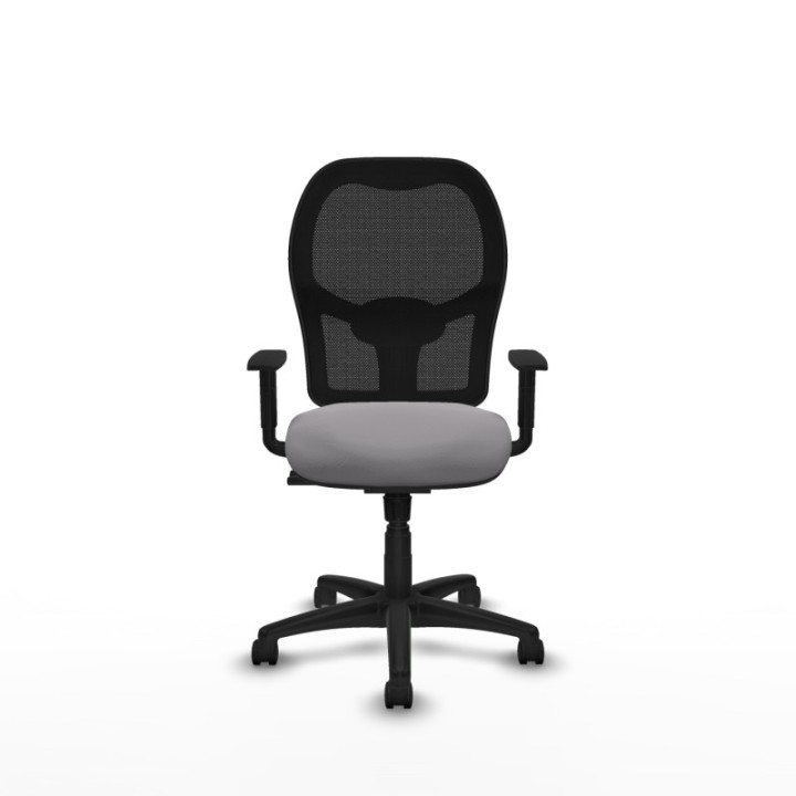 Alocén sincro malla negra similpiel gris brazos 1D base poliamida  ruedas nailon 50mm