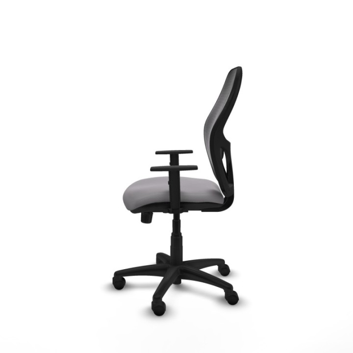 Alocén sincro malla negra similpiel gris brazos 1D base poliamida  ruedas nailon 50mm