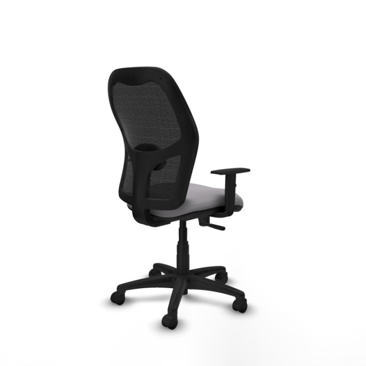 Alocén sincro malla negra similpiel gris brazos 1D base poliamida  ruedas nailon 50mm