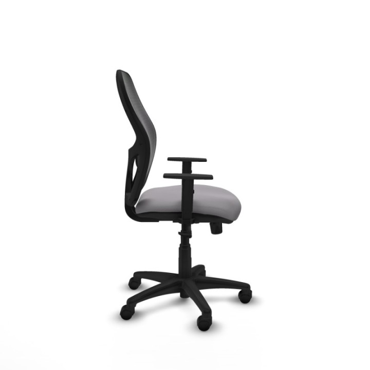 Alocén sincro malla negra similpiel gris brazos 1D base poliamida  ruedas nailon 50mm