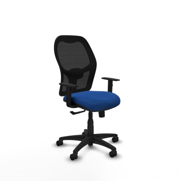 Alocén sincro malla negra similpiel azul brazos 1D base poliamida  ruedas nailon 50mm