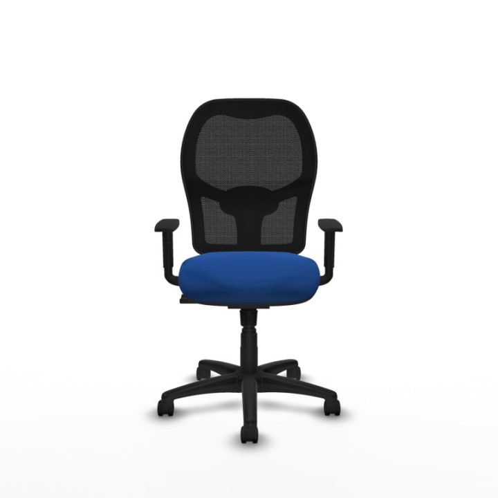 Alocén sincro malla negra similpiel azul brazos 1D base poliamida  ruedas nailon 50mm