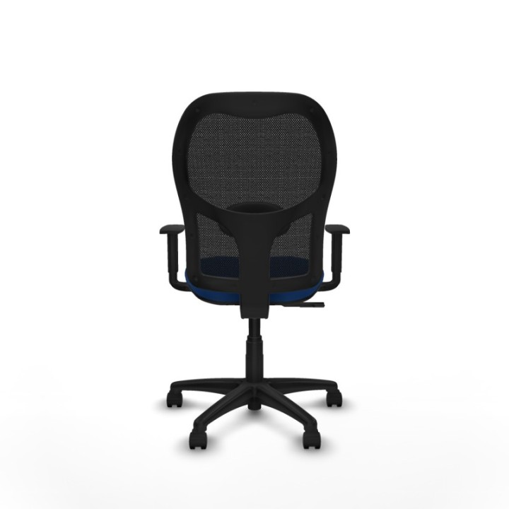 Alocén sincro malla negra similpiel azul brazos 1D base poliamida  ruedas nailon 50mm