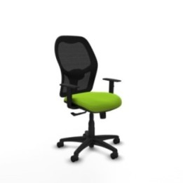 Alocén sincro malla negra similpiel pistacho brazos 1D base poliamida  ruedas nailon 50mm