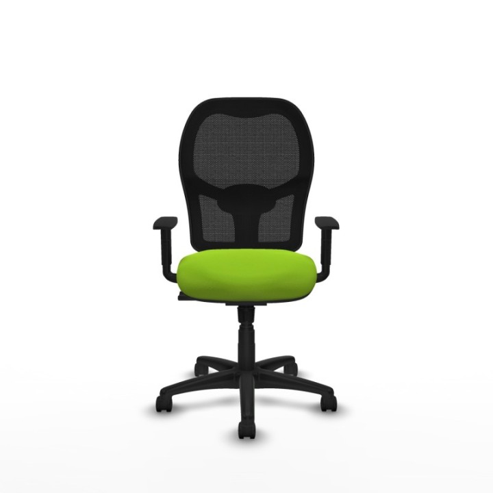 Alocén sincro malla negra similpiel pistacho brazos 1D base poliamida  ruedas nailon 50mm