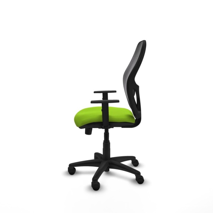 Alocén sincro malla negra similpiel pistacho brazos 1D base poliamida  ruedas nailon 50mm