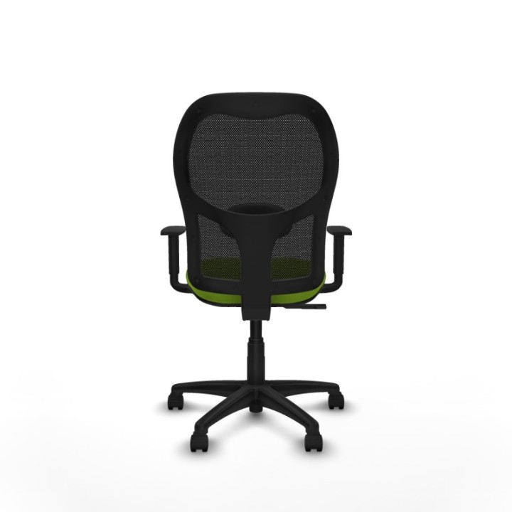 Alocén sincro malla negra similpiel pistacho brazos 1D base poliamida  ruedas nailon 50mm