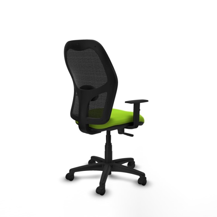 Alocén sincro malla negra similpiel pistacho brazos 1D base poliamida  ruedas nailon 50mm