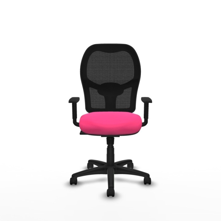 Alocén sincro malla negra similpiel rosa brazos 1D base poliamida  ruedas nailon 50mm