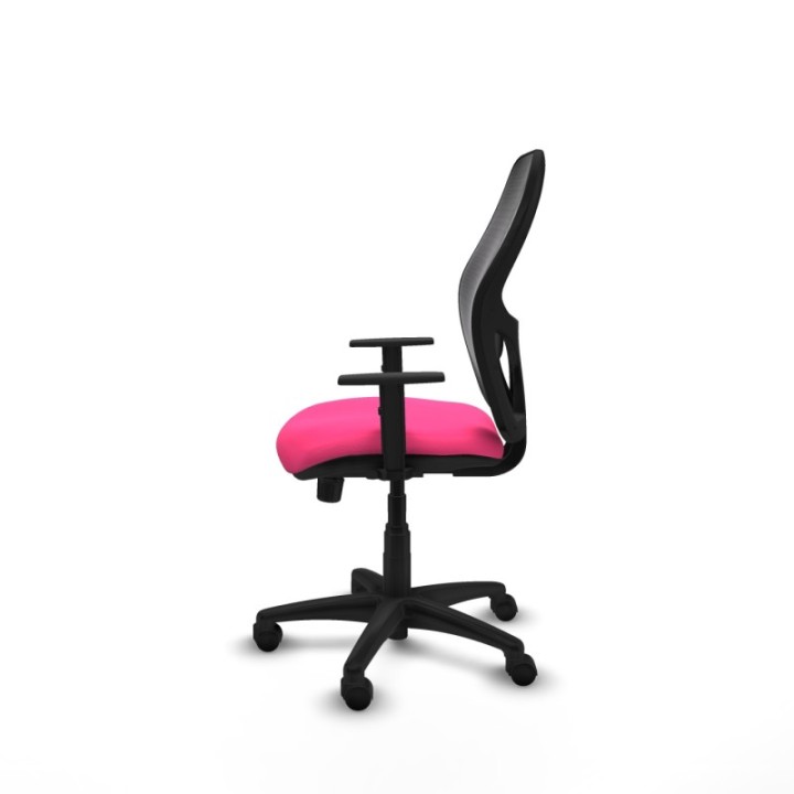 Alocén sincro malla negra similpiel rosa brazos 1D base poliamida  ruedas nailon 50mm