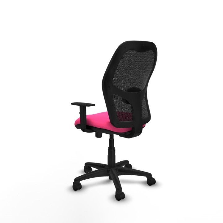 Alocén sincro malla negra similpiel rosa brazos 1D base poliamida  ruedas nailon 50mm