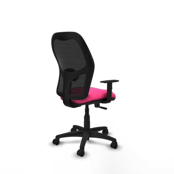 Alocén sincro malla negra similpiel rosa brazos 1D base poliamida  ruedas nailon 50mm