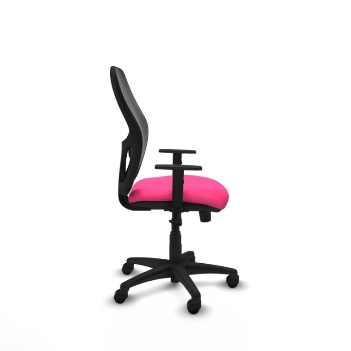 Alocén sincro malla negra similpiel rosa brazos 1D base poliamida  ruedas nailon 50mm