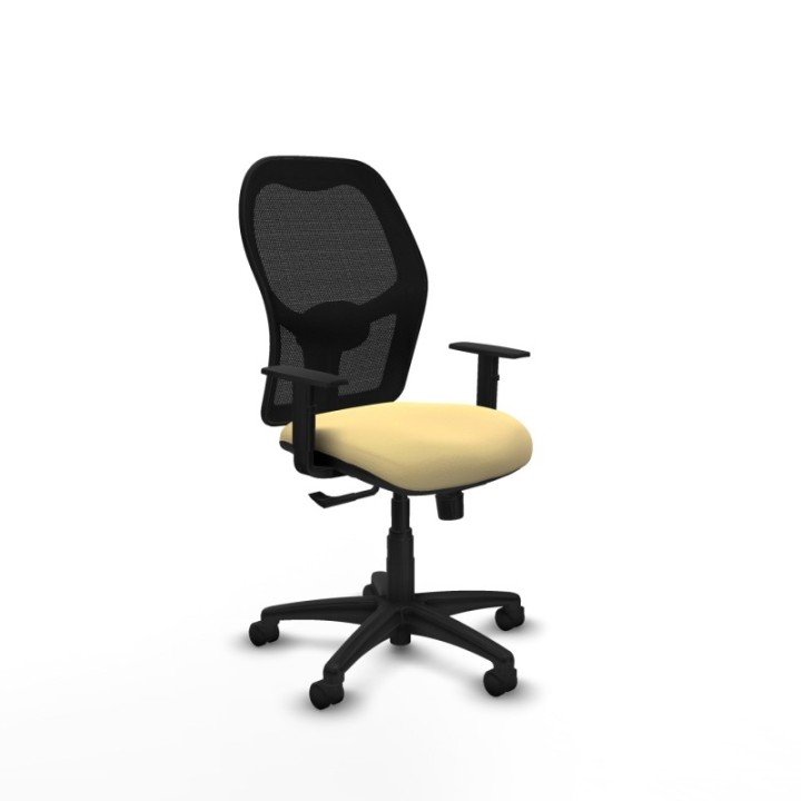 Alocén sincro malla negra similpiel crema brazos 1D base poliamida  ruedas nailon 50mm