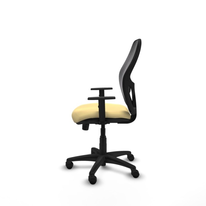 Alocén sincro malla negra similpiel crema brazos 1D base poliamida  ruedas nailon 50mm