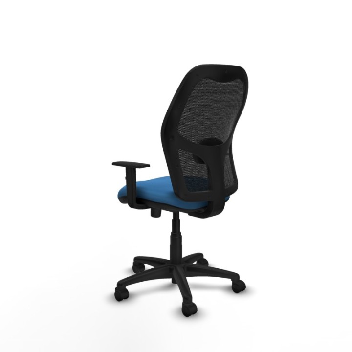 Alocén sincro malla negra similpiel azul claro brazos 1D base poliamida  ruedas nailon 50mm