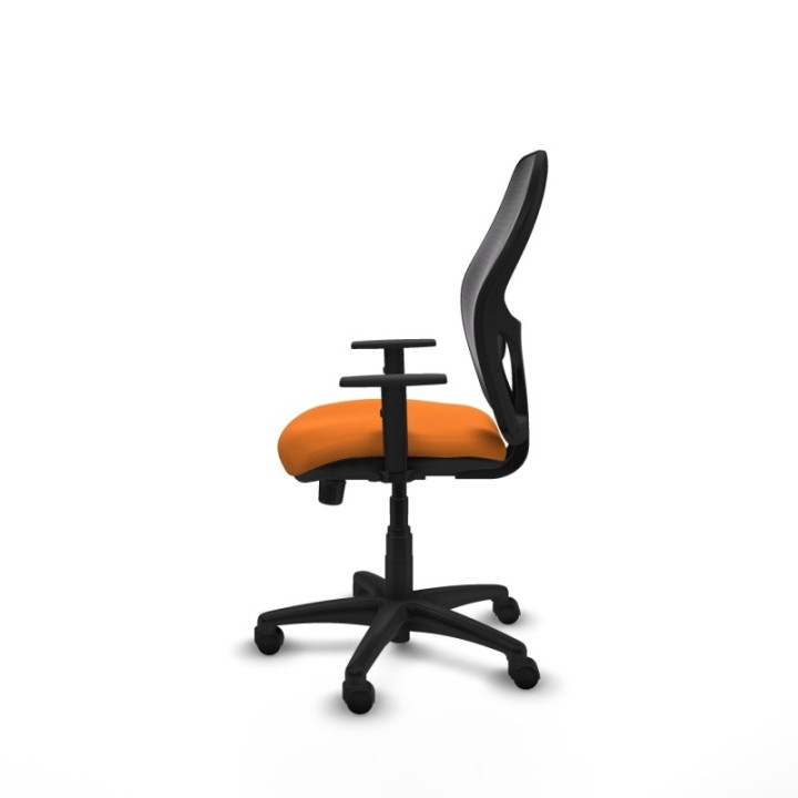 Alocén sincro malla negra similpiel naranja brazos 1D base poliamida  ruedas nailon 50mm