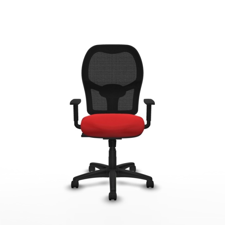 Alocén sincro malla negra similpiel rojo brazos 1D base poliamida  ruedas nailon 50mm