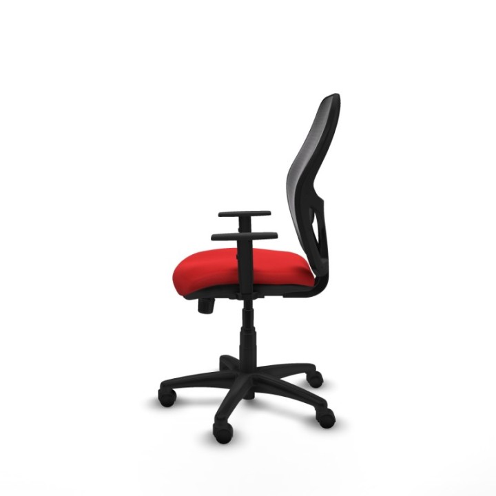 Alocén sincro malla negra similpiel rojo brazos 1D base poliamida  ruedas nailon 50mm