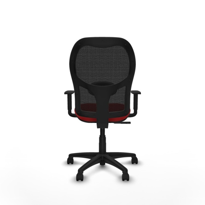 Alocén sincro malla negra similpiel rojo brazos 1D base poliamida  ruedas nailon 50mm