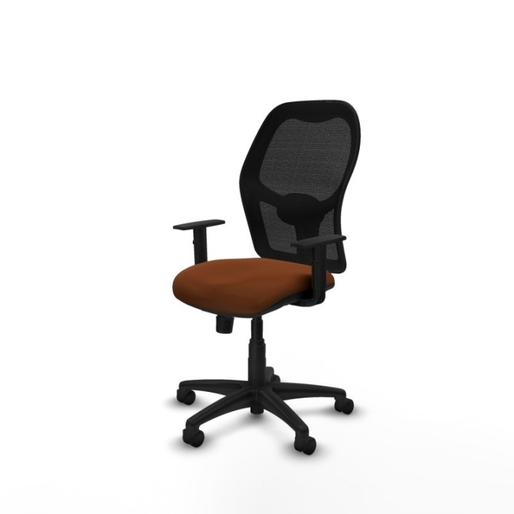 Alocén sincro malla negra similpiel marrón brazos 1D base poliamida  ruedas nailon 50mm