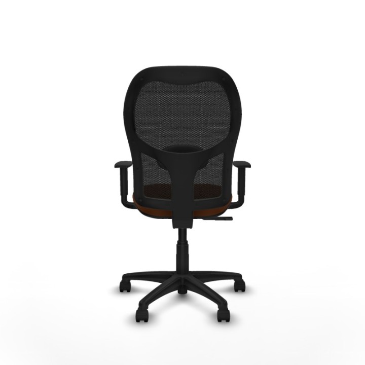 Alocén sincro malla negra similpiel marrón brazos 1D base poliamida  ruedas nailon 50mm