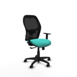 Alocén sincro malla negra similpiel turquesa brazos 1D base poliamida  ruedas nailon 50mm