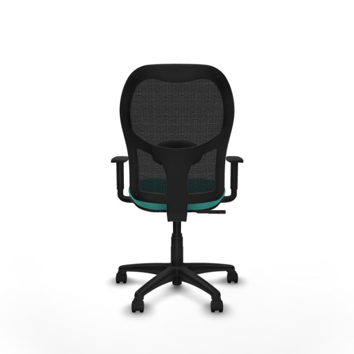 Alocén sincro malla negra similpiel turquesa brazos 1D base poliamida  ruedas nailon 50mm