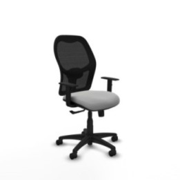 Alocén sincro malla negra similpiel gris claro brazos 1D base poliamida  ruedas nailon 50mm