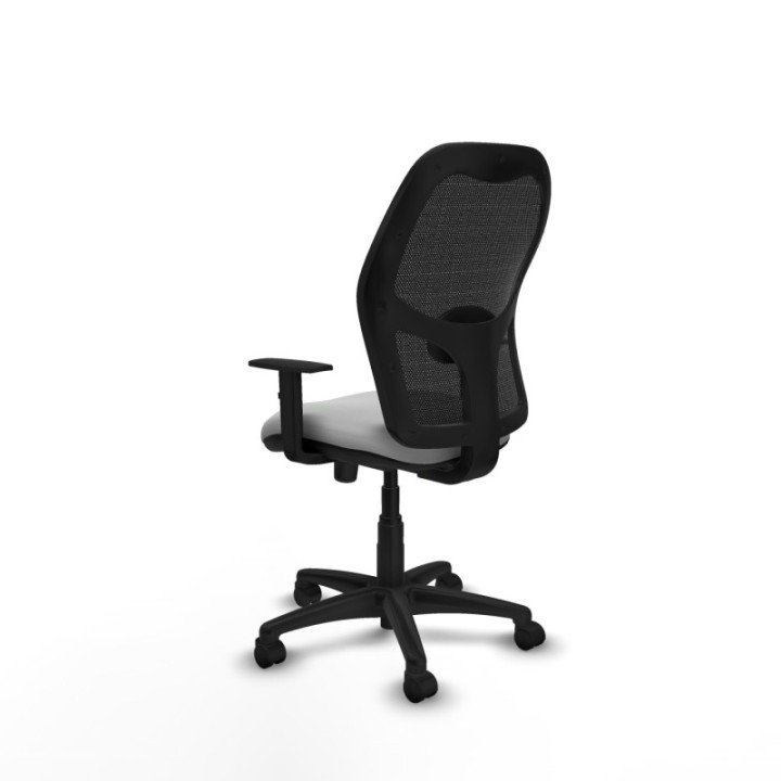 Alocén sincro malla negra similpiel gris claro brazos 1D base poliamida  ruedas nailon 50mm