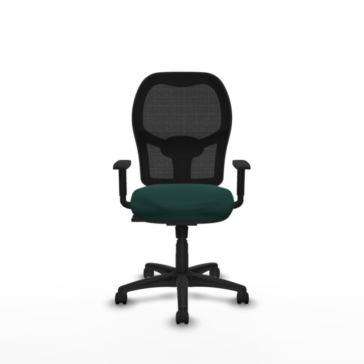 Alocén sincro malla negra similpiel verde botella brazos 1D base poliamida  ruedas nailon 50mm