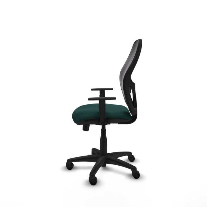 Alocén sincro malla negra similpiel verde botella brazos 1D base poliamida  ruedas nailon 50mm