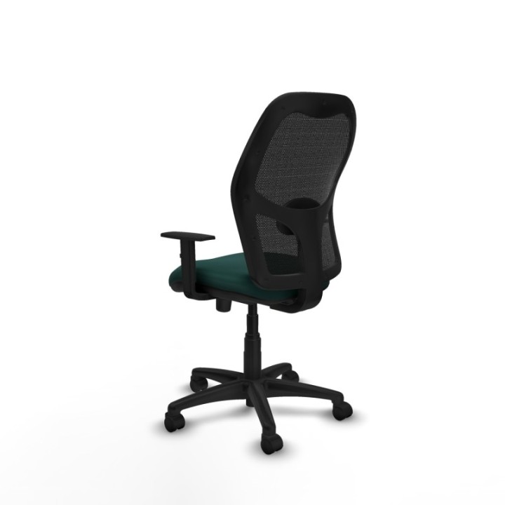 Alocén sincro malla negra similpiel verde botella brazos 1D base poliamida  ruedas nailon 50mm