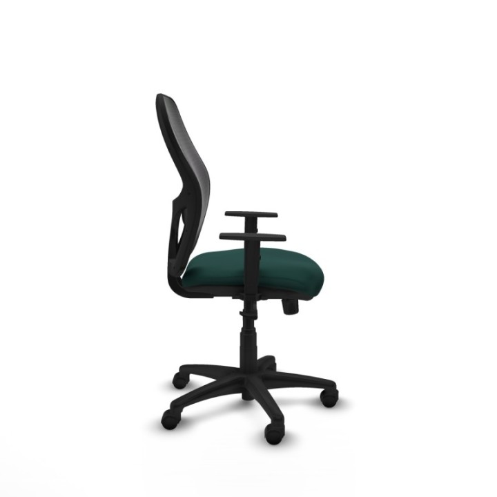 Alocén sincro malla negra similpiel verde botella brazos 1D base poliamida  ruedas nailon 50mm