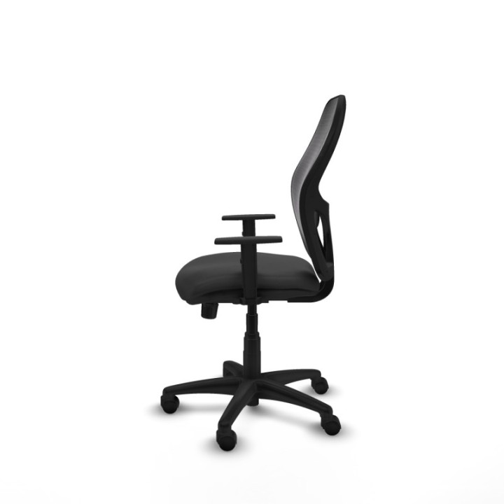 Alocén sincro malla negra similpiel gris oscuro brazos 1D base poliamida  ruedas nailon 50mm