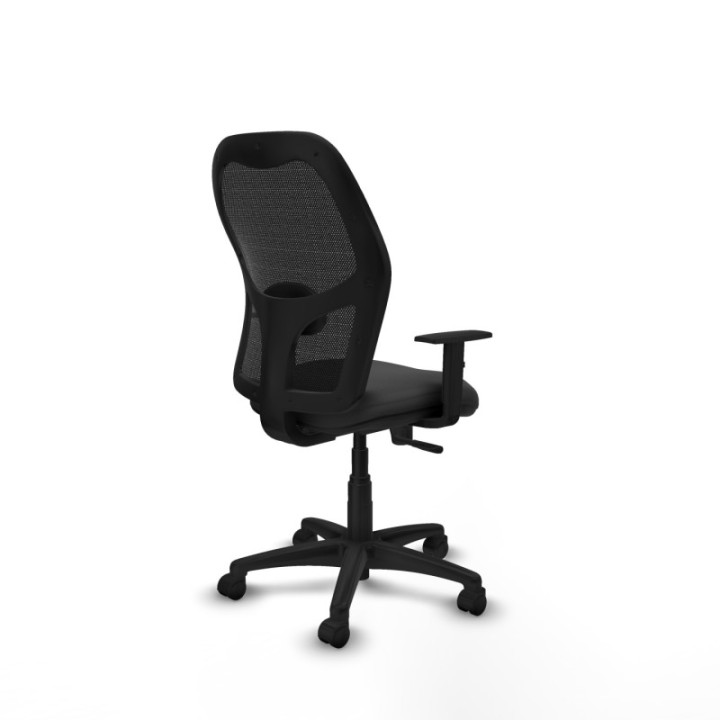 Alocén sincro malla negra similpiel gris oscuro brazos 1D base poliamida  ruedas nailon 50mm