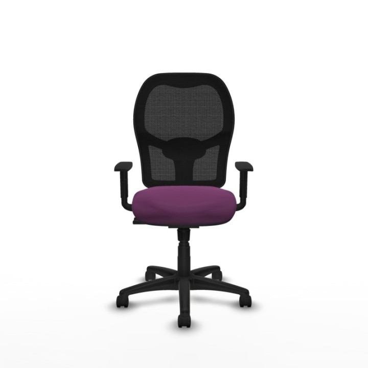 Alocén sincro malla negra similpiel morado brazos 1D base poliamida  ruedas nailon 50mm