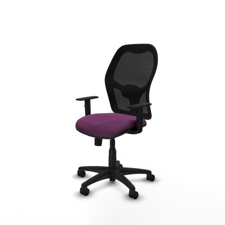 Alocén sincro malla negra similpiel morado brazos 1D base poliamida  ruedas nailon 50mm