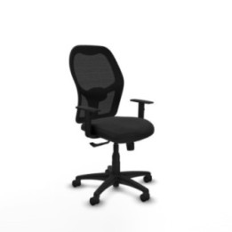 Alocén sincro malla negra similpiel negro brazos 1D base poliamida  ruedas nailon 50mm