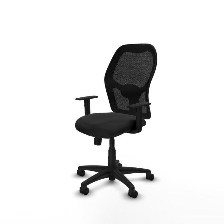 Alocén sincro malla negra similpiel negro brazos 1D base poliamida  ruedas nailon 50mm