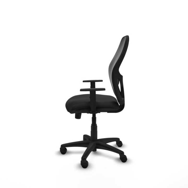 Alocén sincro malla negra similpiel negro brazos 1D base poliamida  ruedas nailon 50mm