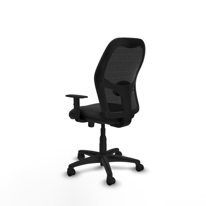 Alocén sincro malla negra similpiel negro brazos 1D base poliamida  ruedas nailon 50mm